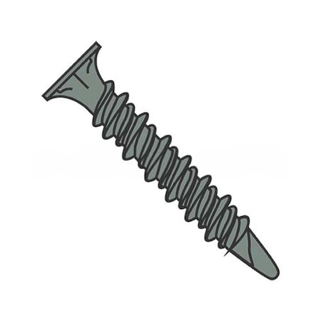 Usa Industrials Self-Drilling Screw, #8-15 x 1-1/4 in, Green Ceramic Steel Wafer Head Phillips Drive BULK-SCRW-10461